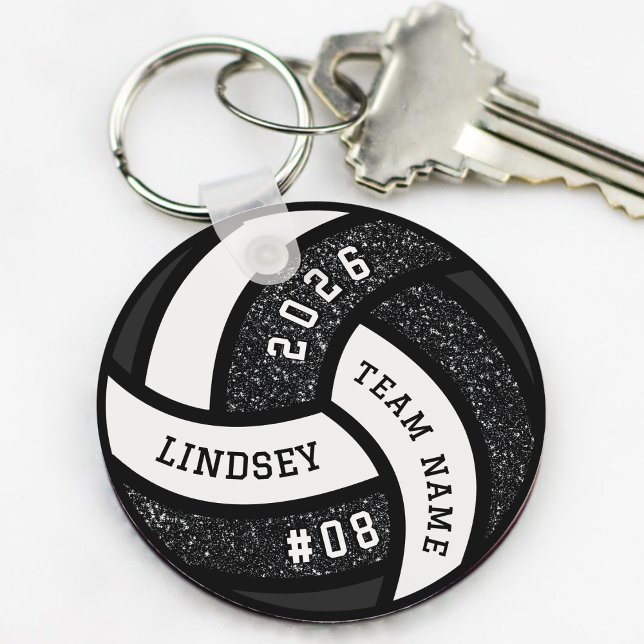 Volleyball Team Player Black Glitter Nyckelring (Volleyball Team Player Black Glitter Keychain
)