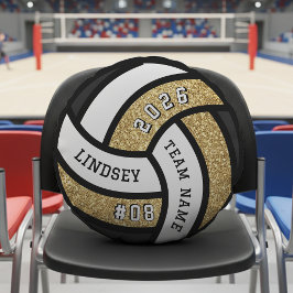 Volleyball Team Player Guld Glitter Rund Kudde