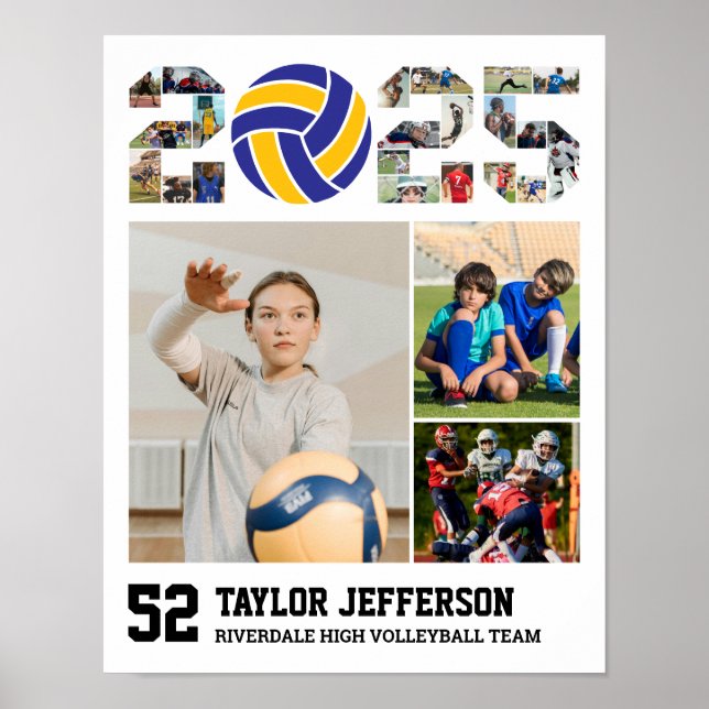 Volleyball Team Senior 2025 Sports Photo Collage Poster (Framsidan)