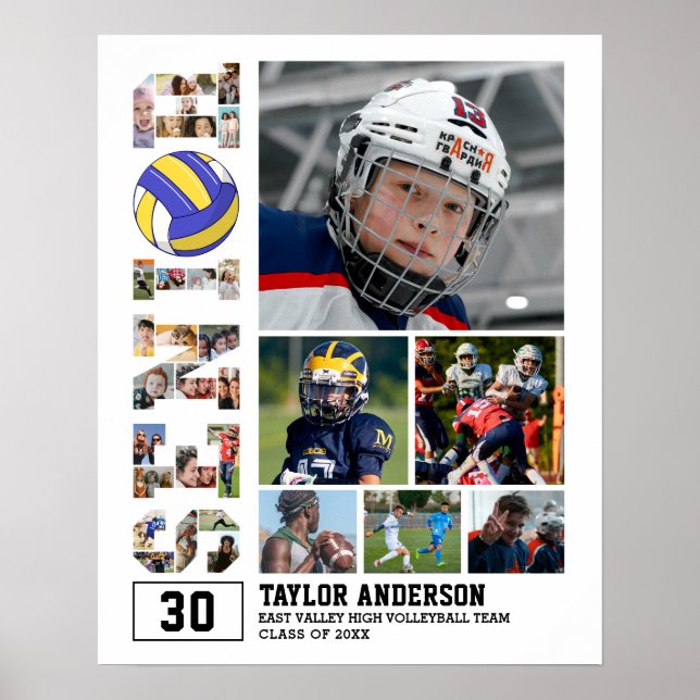 Volleyball Team Senior Studenten Photo Collage Poster (Framsidan)