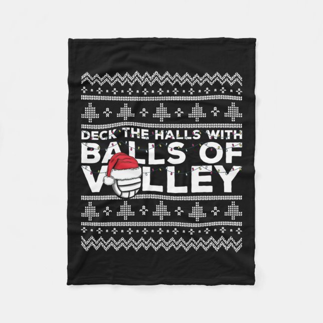 Volleyball Team Ugly Sweater jul Ljus Sant Fleecefilt (Framsidan)
