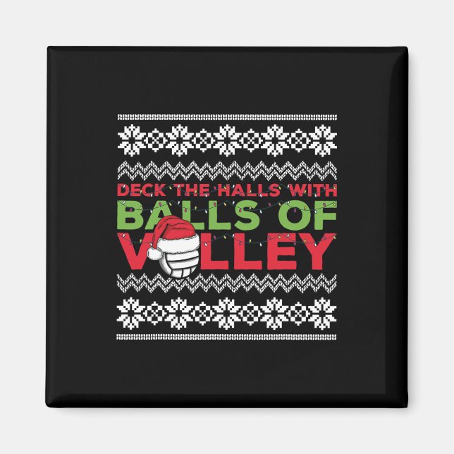 Volleyball Team Ugly Sweater jul Ljus Sant Magnet (Framsidan)
