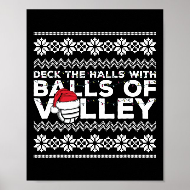 Volleyball Team Ugly Sweater jul Ljus Sant Poster (Framsidan)