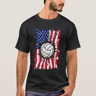 Volleyball Torn Usa American Flagga Volleyball Pla T Shirt