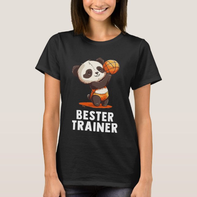 Volleyball Trainer Cute Baby Panda Volleyball T Shirt (Framsida)