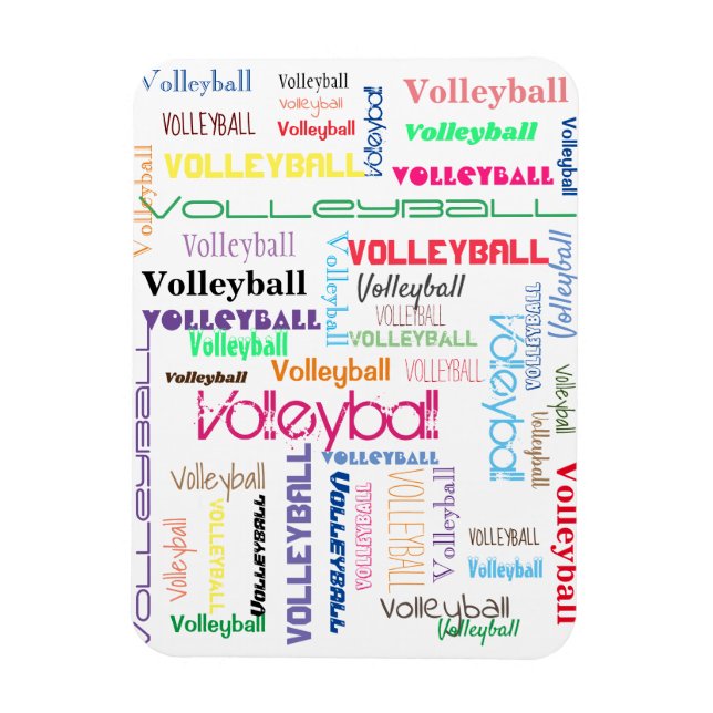Volleyball Typography Flexible Photo Magnet (Vertikal)