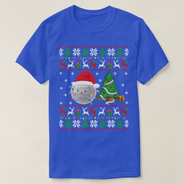 Volleyball Ugly Christmas Sweater Volley Xmas Ligh T Shirt (Design framsida)