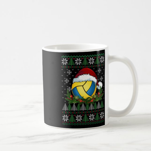 Volleyball Ugly jul Santa Hat-familjen Pajamas Kaffemugg (Höger)