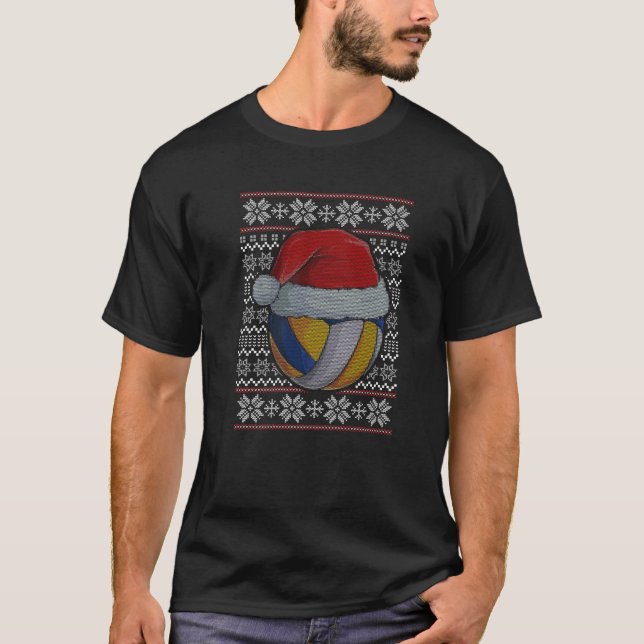 Volleyball Ugly jul Svenskt jultomtesport T Shirt (Framsida)