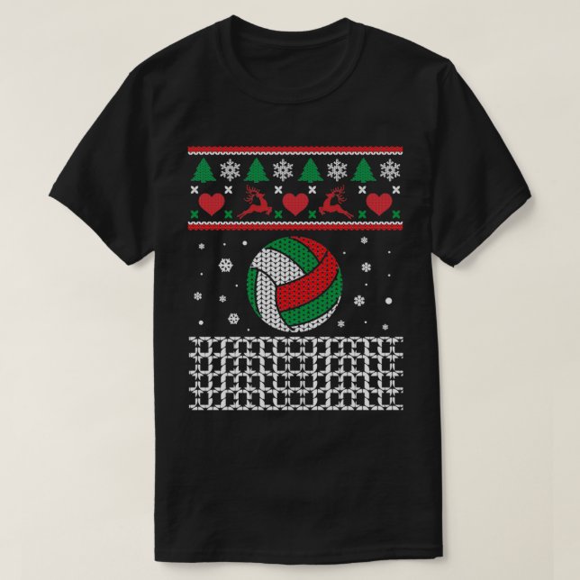 Volleyball Ugly Sweater-julgåva till Volleyb T Shirt (Design framsida)