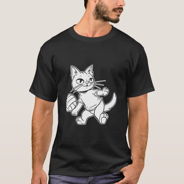 Volleyball Vball Beach Volleyball Cat T Shirt (Framsida)