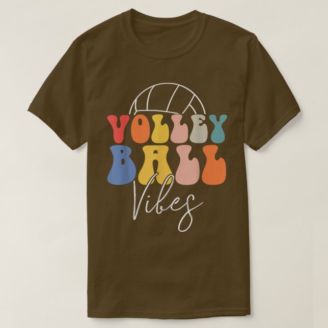 Volleyball Vibes Retro Hippie Volleyball Gift For  T Shirt (Design framsida)