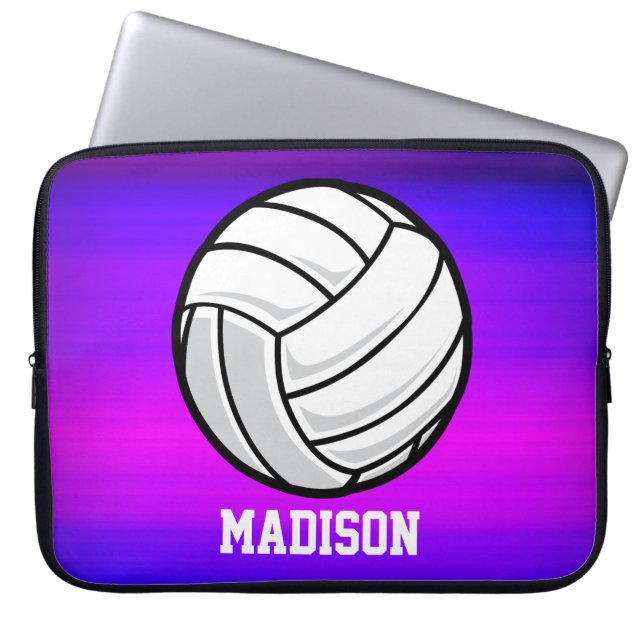 Volleyball; Vibrant Violet Blue och Magenta Laptop Sleeve (Framsidan)