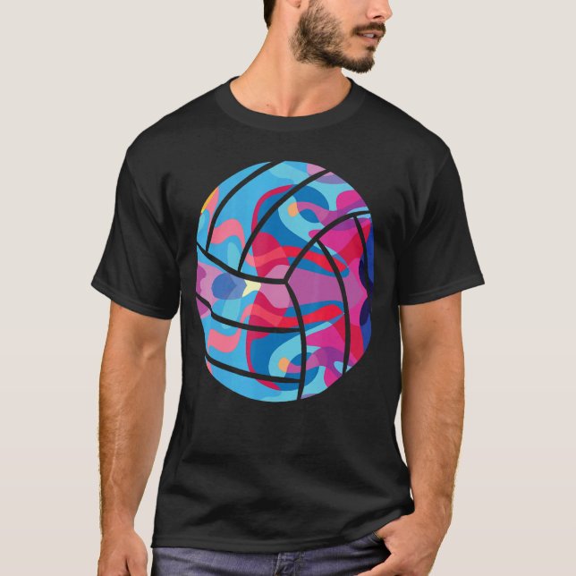 Volleyball volleyball-spel Färggrafik T Shirt (Framsida)
