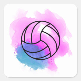 Volleyball Watercolor Fyrkantigt Klistermärke