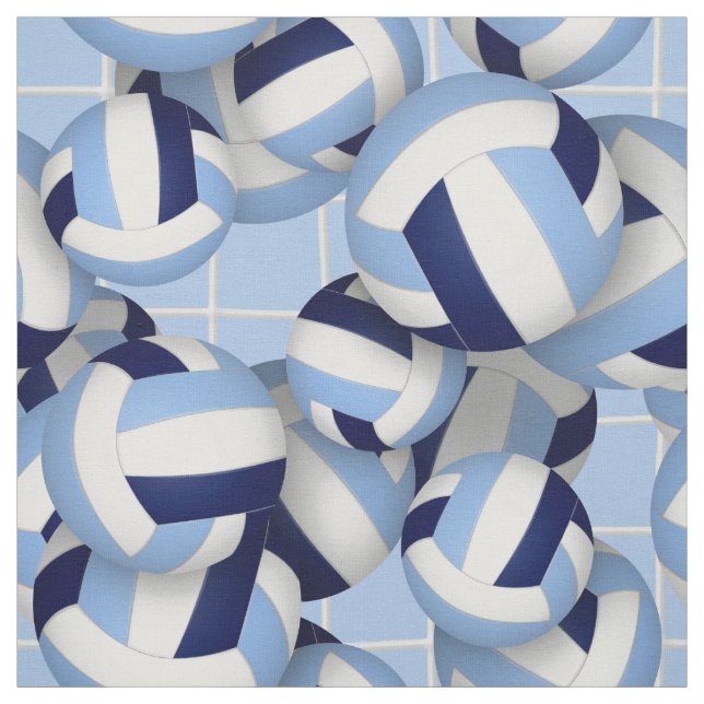 Volleyballs pattern w net bkgrd navy lt blue tyg (Provkarta)