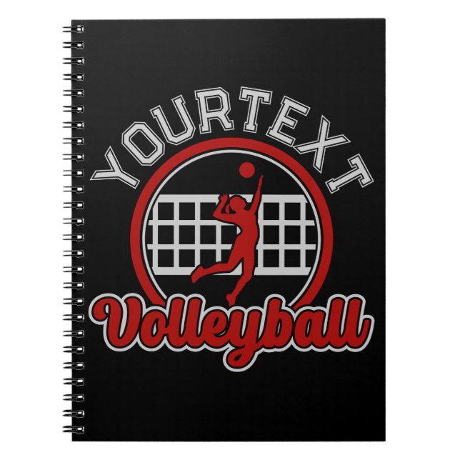  Volleyboll ADD NAMN Spike Boll Attack Lagsporter Anteckningsbok (Framsidan)