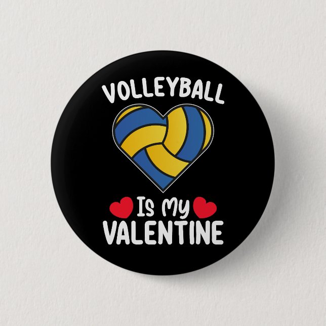 Volleyboll Är Min Alla Hjärtans Dag Sport Knapp (Framsida)