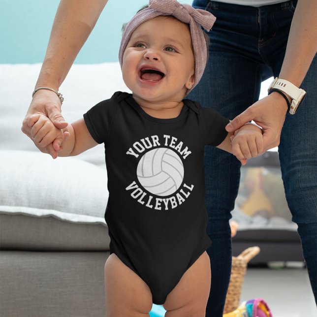 Volleyboll Baby Lag Namn, Spelar Namn och Nummer T Shirt (Volleyball baby onesie bodysuit with custom team name, player name and jersey number)