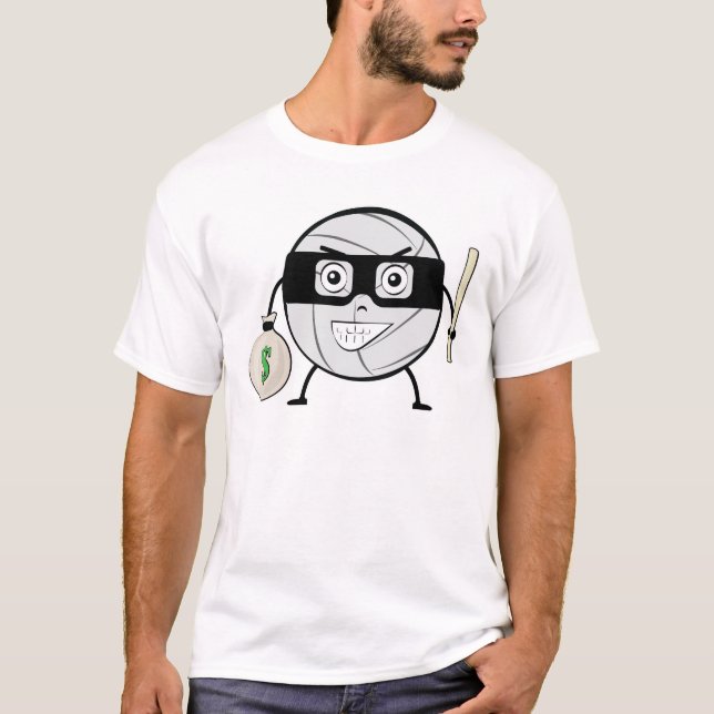 Volleyboll Bandit - Rollig Karaktär Illustration T Shirt (Framsida)
