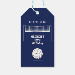 Volleyboll Boll & Nät Marinblå Födelsedag Namn Åld Presentetikett