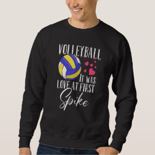 Volleyboll det var Kärlek vid första Spiket Volley Lång Ärmad Tröja