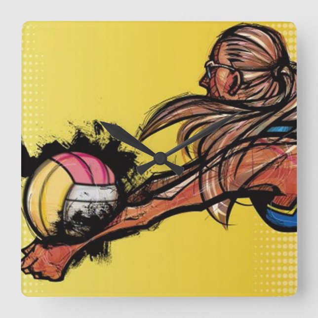 Volleyboll DIGG - Väggen tar tid på Fyrkantig Klocka (Framsida)