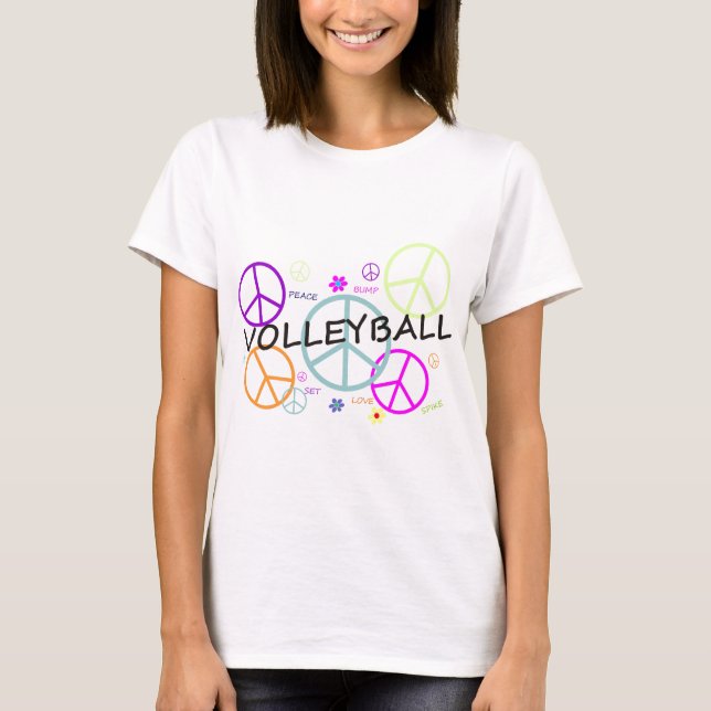 Volleyboll färgad fredssymboler t-shirt (Framsida)