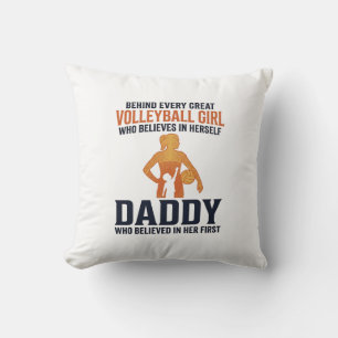 Volleyboll Flicka Pappa Vintage Gravyr Tröja Desi Kudde
