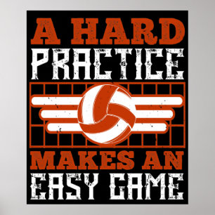 Volleyboll Hård träning gör enkelt spel Poster