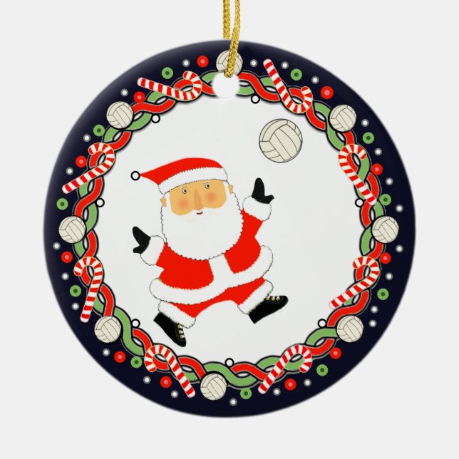 Volleyboll Holiday Present Keramisk Ornament (Framsidan)