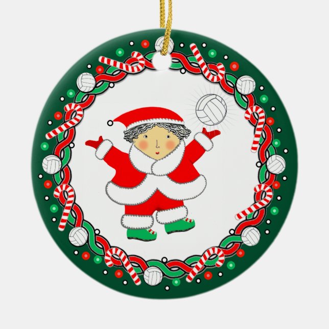 Volleyboll Holiday Present Keramisk Ornament (Framsidan)