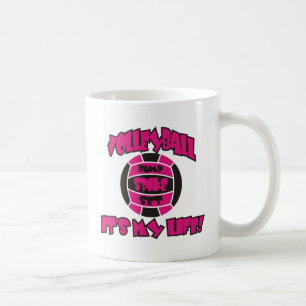 VOLLEYBOLL I SHOCK ROSA OCH SVART KAFFEMUGG