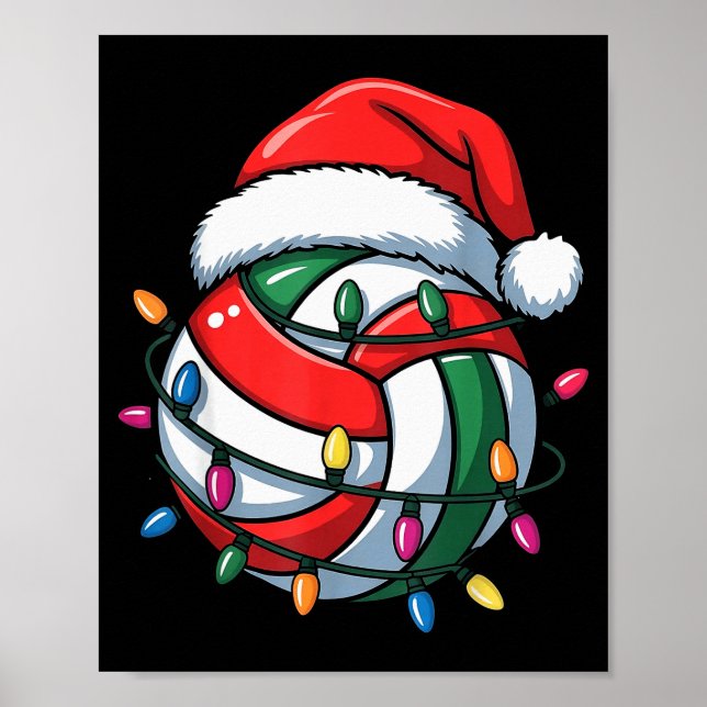 Volleyboll Jul Tomte Hatt Volleyboll Srt Män  Poster (Framsidan)