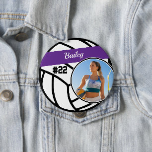 Volleyboll knappnamn och nummer lila foto knapp