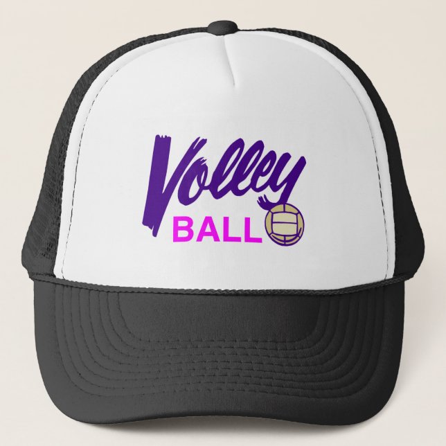 Volleyboll (lila/rosor) truckerkeps (Framsida)