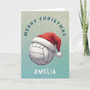 Volleyboll med röd tomteluva Namn jul Helgkort