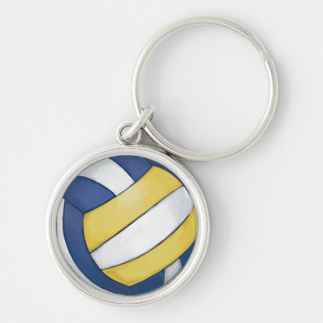 Volleyboll Rund Silverfärgad Nyckelring (Framsidan)