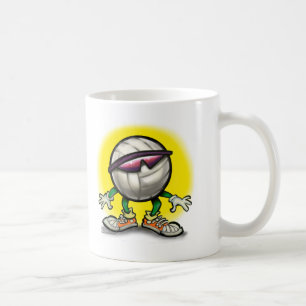 Volleyboll skuggar kaffemugg