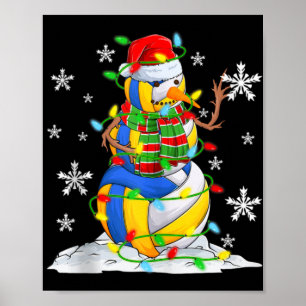 Volleyboll Snömannen Julgran Ljusslingar Xma Poster