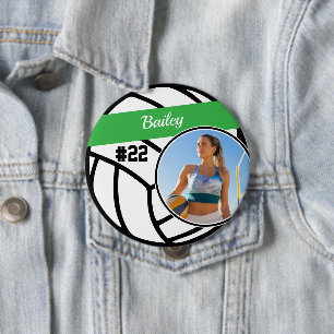 Volleyboll Speldjursnamn & Nummer Grön Foto-knapp Knapp