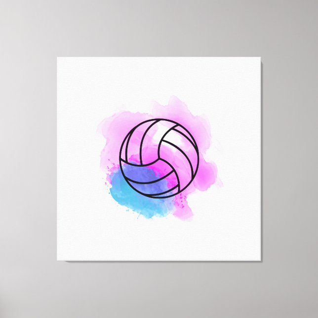 Volleyboll Watercolor Canvastryck (Framsida)