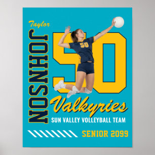 Volleybollag Anpassad Foto Tröja Nummer Sport Poster