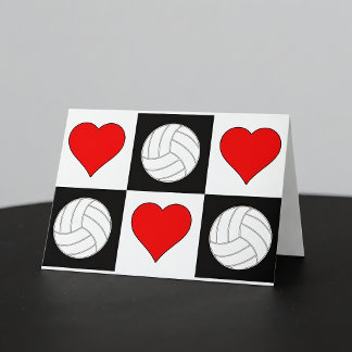Volleybollar & Hjärtan Söt Rutig Välkomstkort Tack Kort