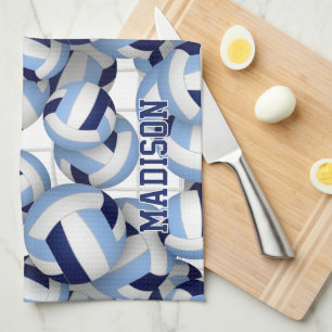 Volleybollar mönster w net bkgrd navy lt blue kökshandduk