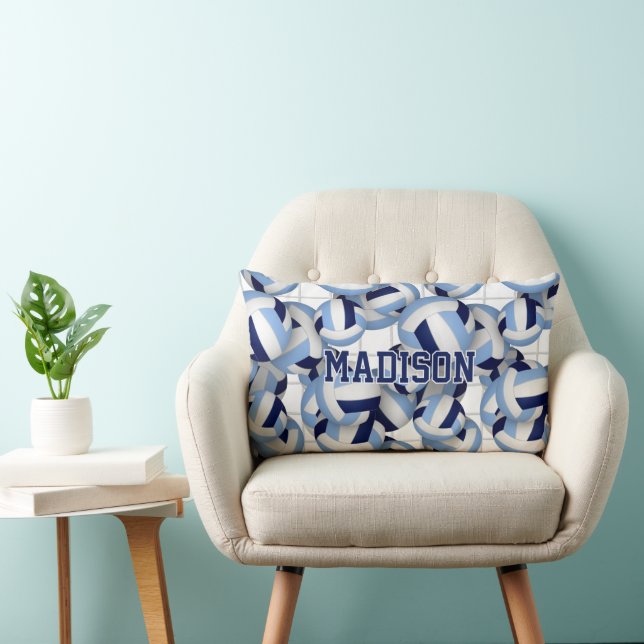 Volleybollar mönster w net bkgrd navy lt blue lumbarkudde (Stol)