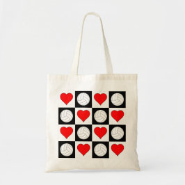 Volleybollar och Hearts Checker Mönster Tote Bag Tygkasse