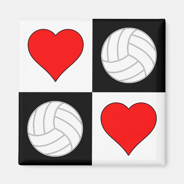 Volleybollar och Hearts Mönster Decorative Magnet (Framsidan)
