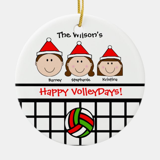 Volleybollfamilj 3 (flicka) personifierar julgransprydnad keramik (Framsidan)