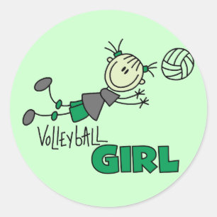 VolleybollflickaTshirts och gåvor Runt Klistermärke